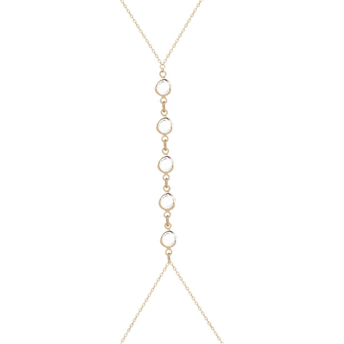 Picture of Amazon Hot Selling Jewelry Women Sexy Crystal Chain Chest Chain Summer Beach Simple Body Chain Chest Chain Copper Chain