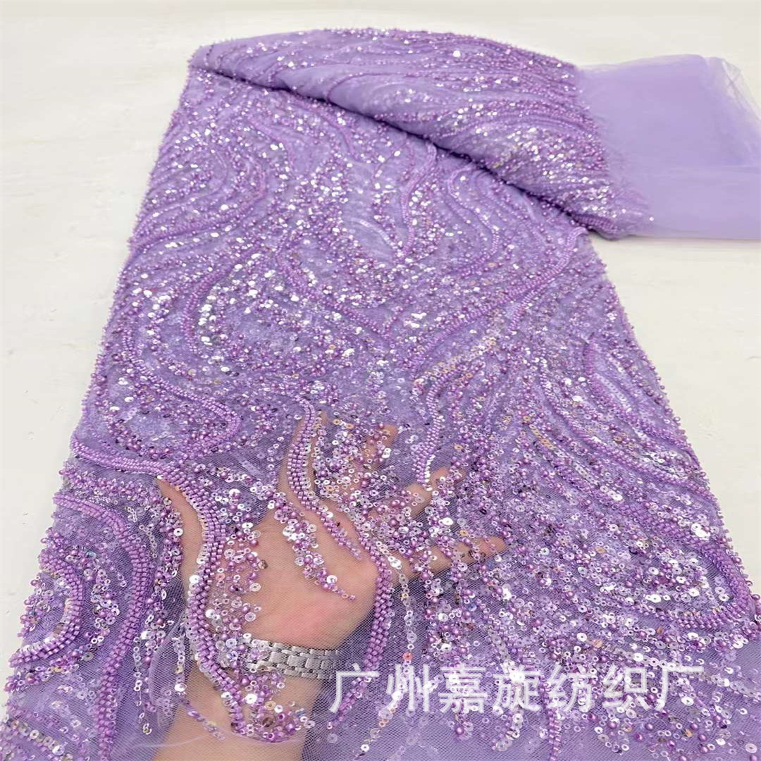 Picture of Spring and Summer 2024 New Polyester Mesh Size Fingerprint Sequin Bead Tube Embroidered Cloth African Fashion dress Dress Fabric