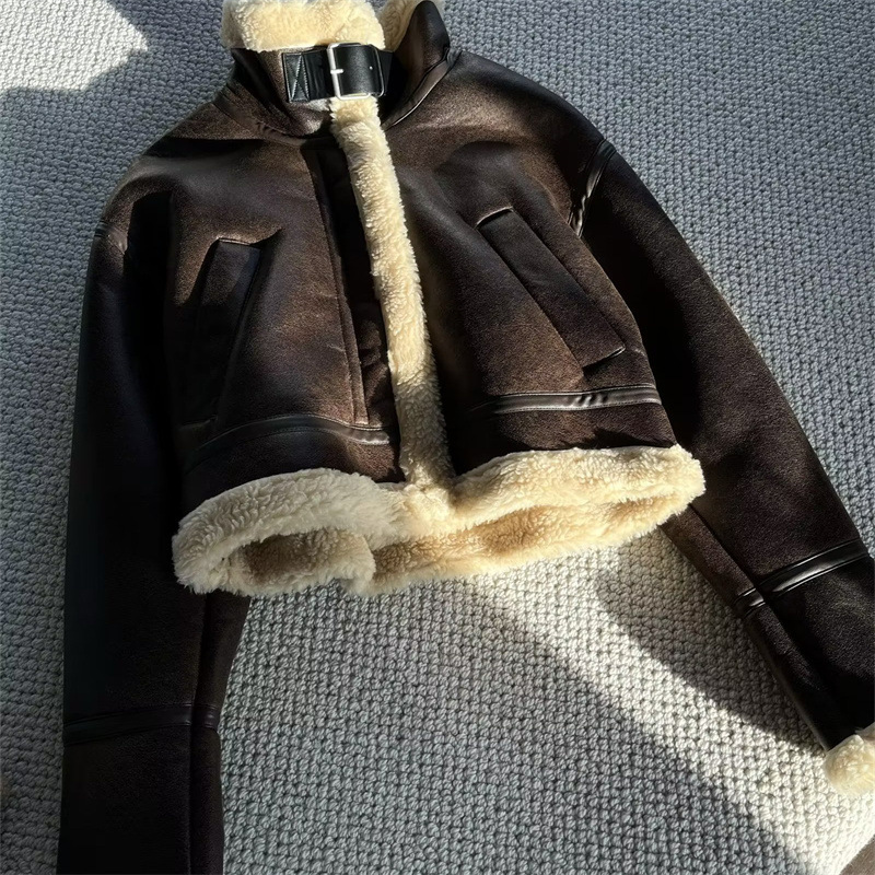 Picture of Cross-Border Export 2022 Winter European and American Style Zaura Women's Fashion Street Lapel Long-Sleeved Double-Sided Jacket