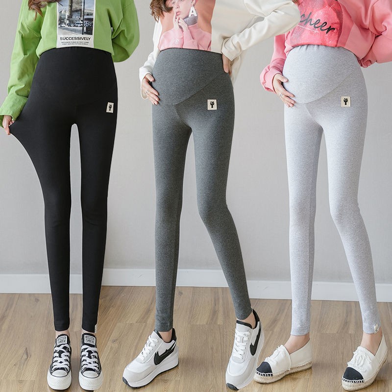 Picture of Pregnant Women's Modal Leggings Spring and Summer Outer Wear Large Size Thin Belly-supporting Stretch Ankle-length Pants High Waist Pants for Pregnancy