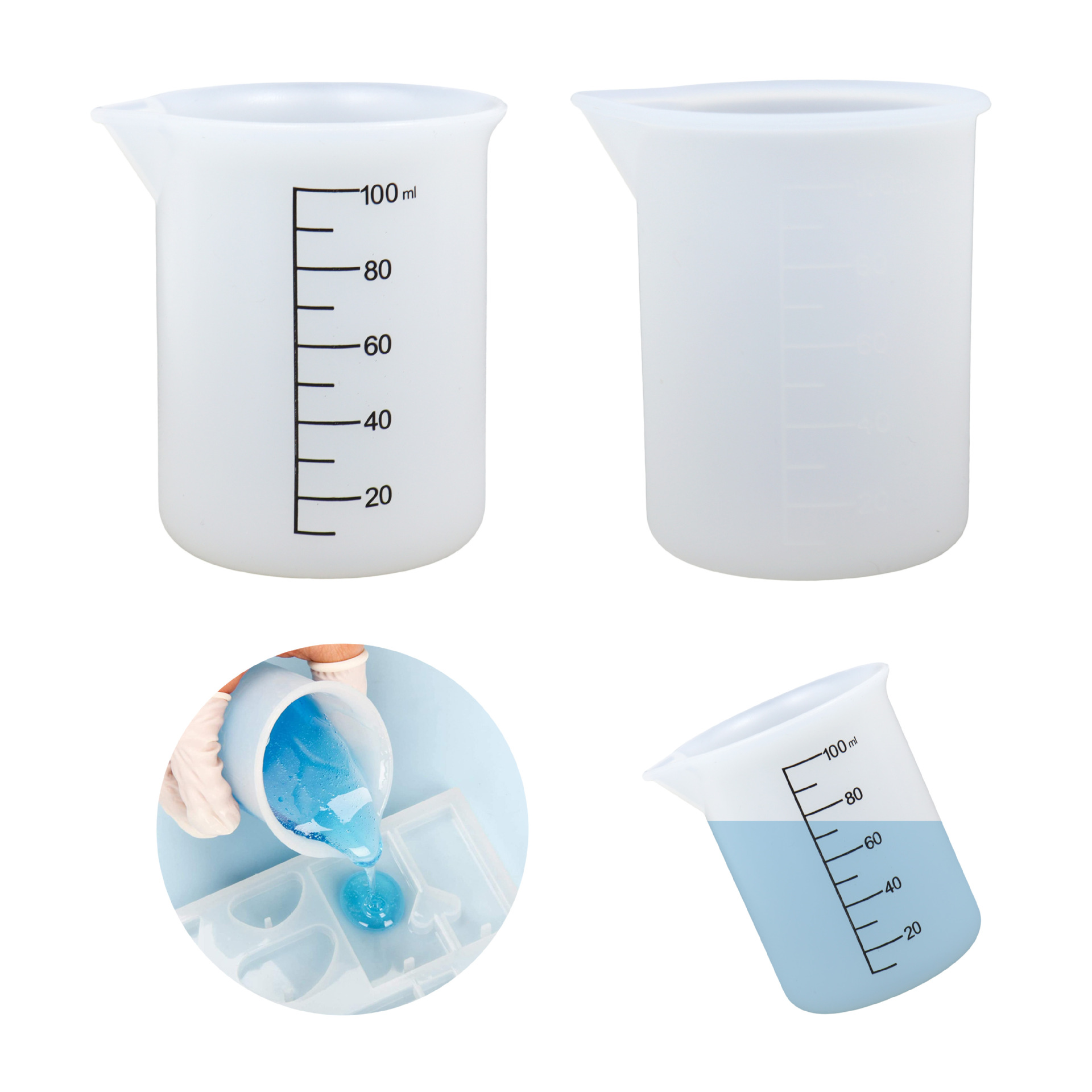 Picture of Fat Girl epoxy mold 100ml printing Silicone Measuring Cup mold 100ml disposable scale measuring cup epoxy