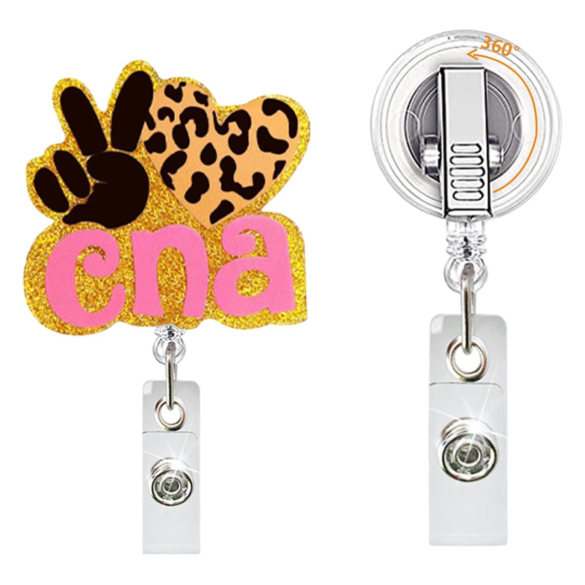 English Alphabet Badge Reel Clip Crocodile Clip Easy-Pull Heart Care Retractable Nurse Id Card Easy-Pull Buckle