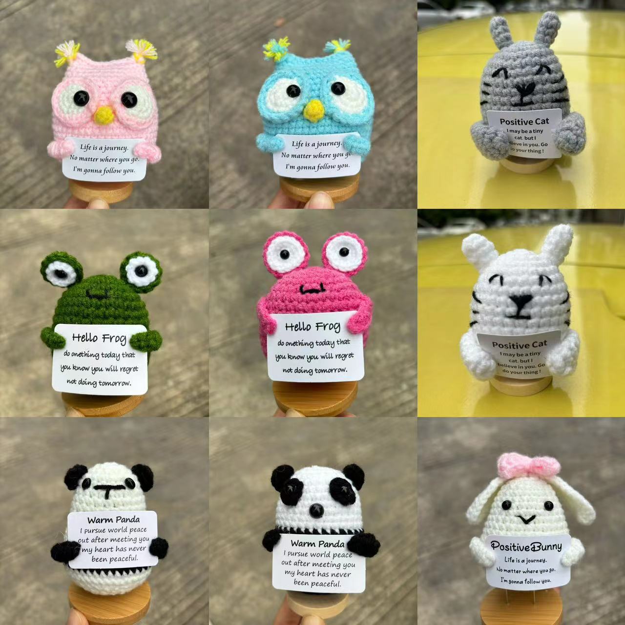 Cross-border handmade wool crocheted positive small animal pig bear bunny hand-woven doll creative