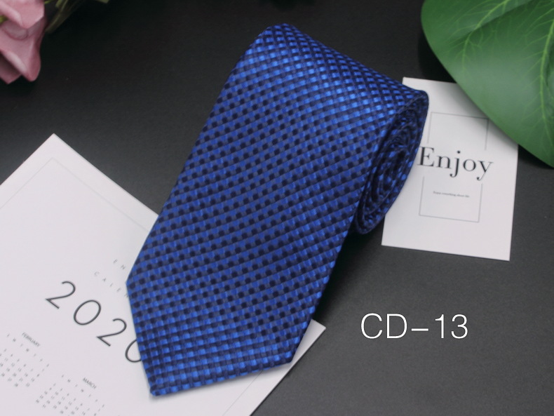 Picture of Manufacturer in stock men's business tie 8cm hand-punched professional formal wear interview striped tie men's Jacquard polyester silk