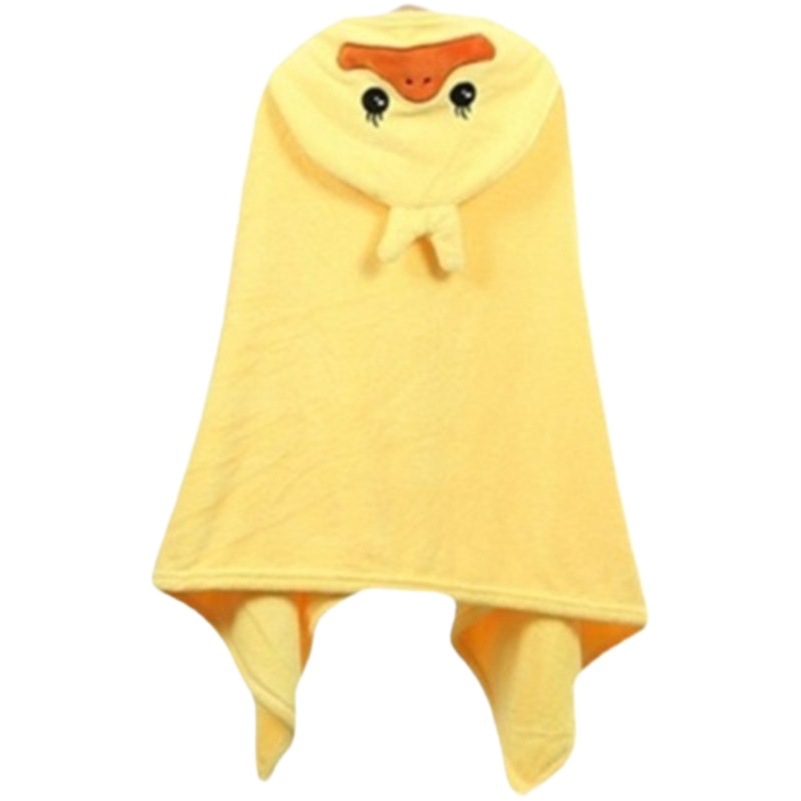 Children's Bath Towel Hooded Poncho Baby's Cloak Baby Boys and Girls Cartoon Coral Fleece Bathrobe Thickened Soft Absorbent