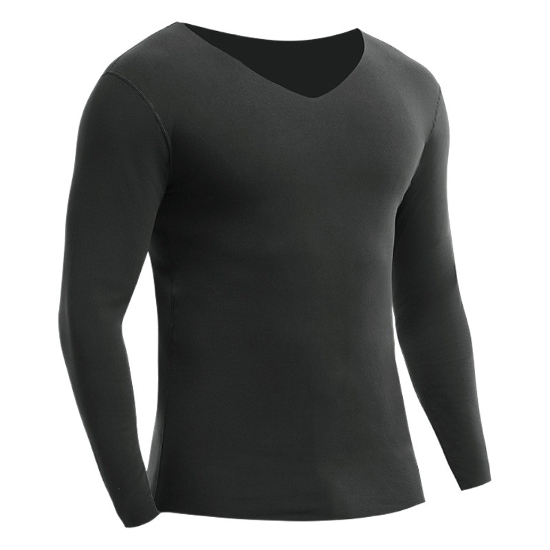 Men's Thermal Underwear Traceless One-piece fleece-lined Thickened Autumn Clothes Autumn and Winter Wear Basic Base Cold-proof Cotton Sweater