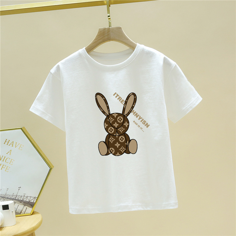 Cotton Summer Boys and Girls Short-sleeved T-shirt Children's New Style Top Loose Children's Summer Wear Children's 2024