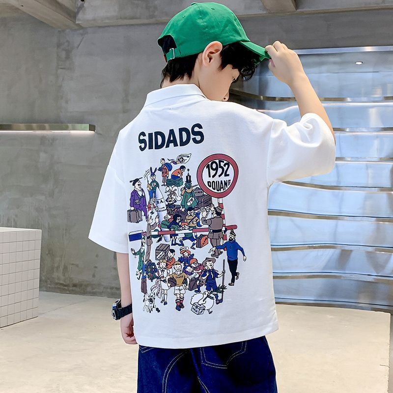 Picture of Boys' short-sleeved polo collar 2023 new summer children's cotton shirt handsome medium and big children's polo shirt