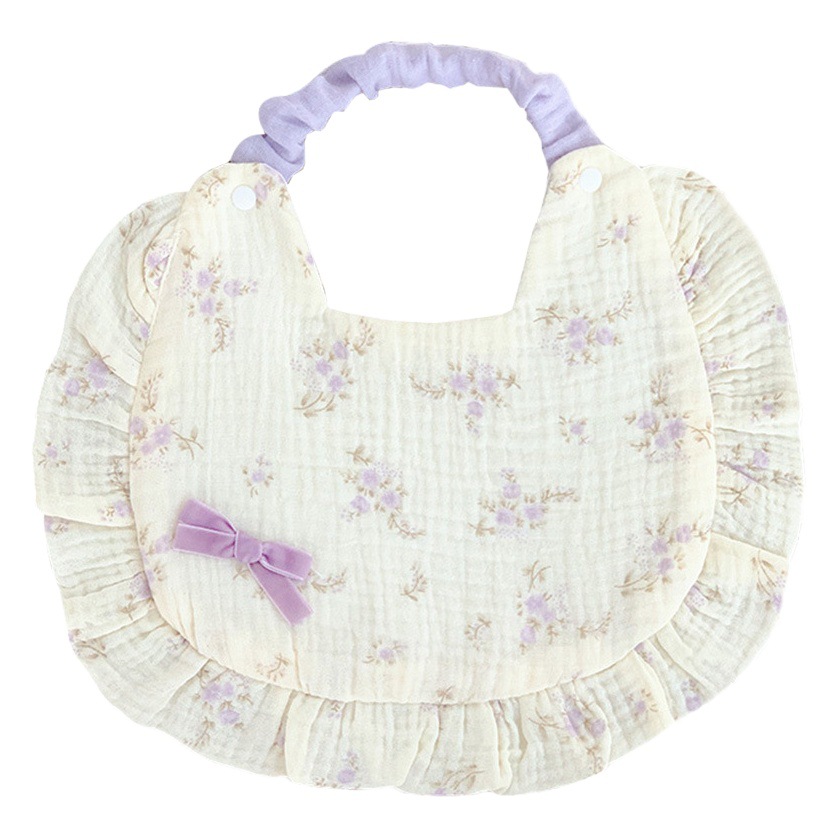 Picture of Korean Style Spring and Summer Thin Baby Saliva Napkin Newborn Cotton Gauze Waterproof Bib Sweet Simple Lace Bib