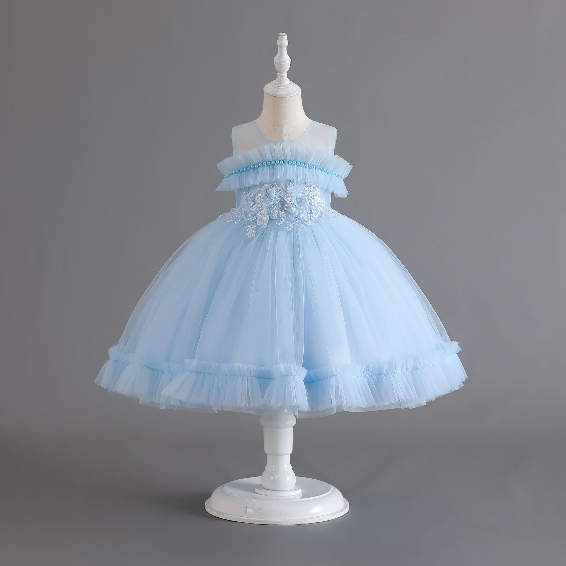 Amazon children's dress fluffy Yarn Cake princess dress female baby year-old party dress baby dress