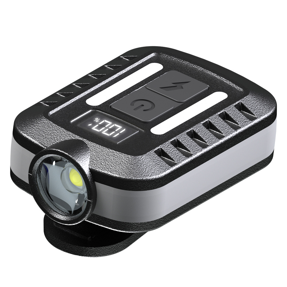 Cross-border new outdoor hiking night fishing with display cap lights Type-c charging side lights red and blue warning headlights