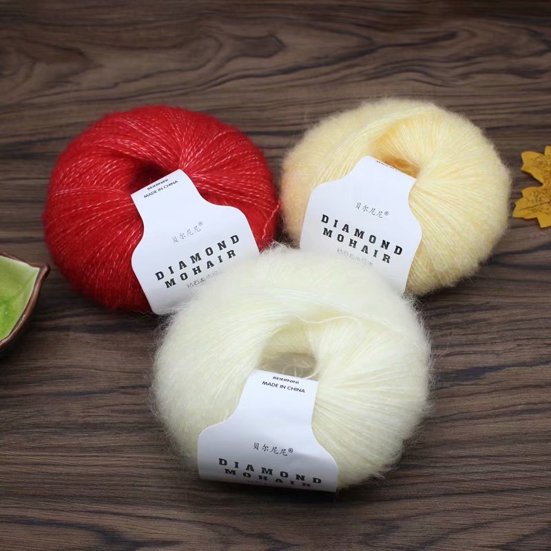 Diamond mohair thread handmade diy crochet scarf thread Angola plush thread baby fine thread factory wholesale
