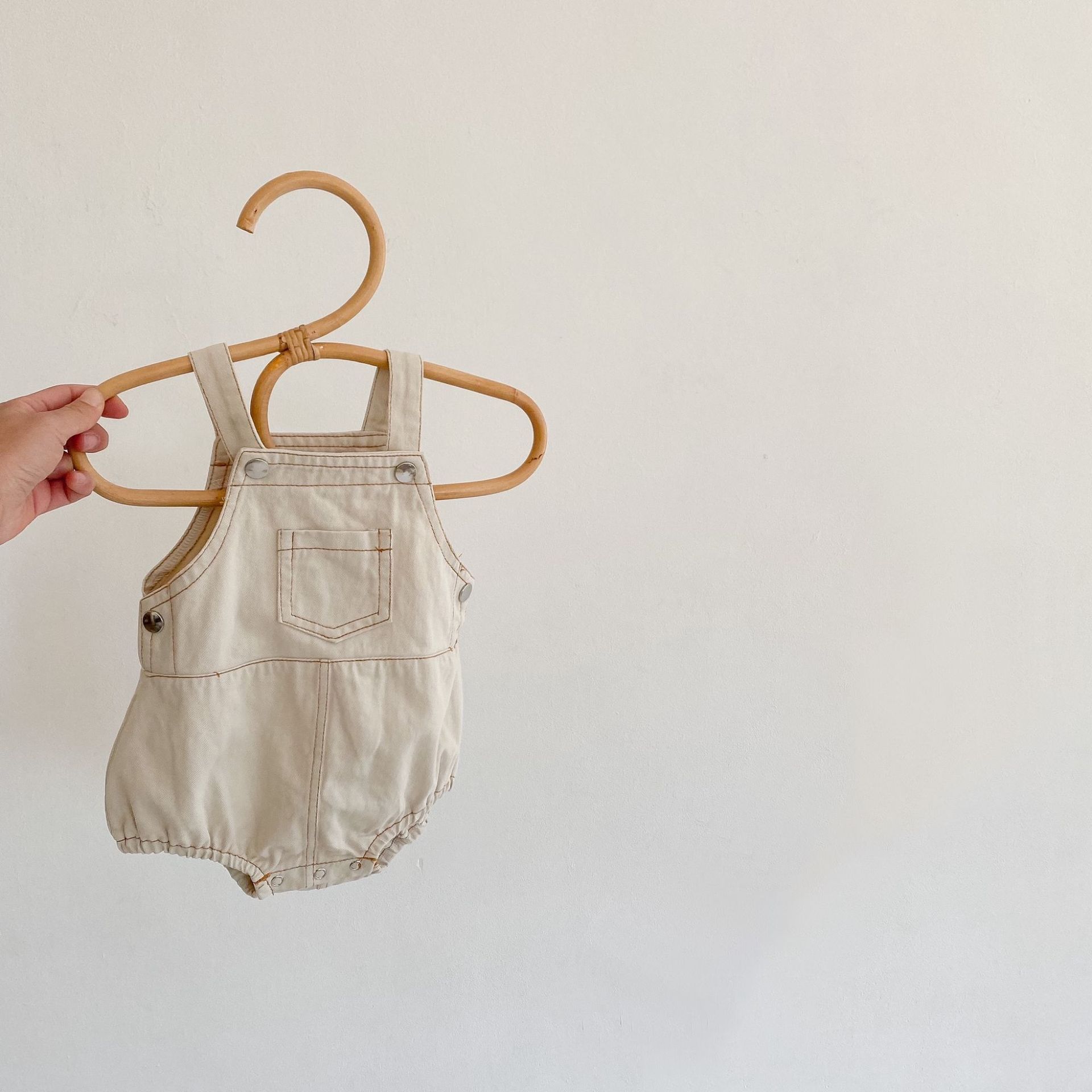 Picture of 2025 Spring and Summer Infants and Young Children, Male and Female Babies, Denim Suspenders, Baby Clothes, 0-2 Years Old, Cotton Jumpsuits, Rompers