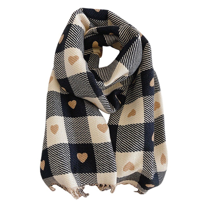 Plaid Scarf Women's Winter High-End Autumn and Winter New Imitation Cashmere Thickeneded Warm Shawl Versatile Knitted Scarf for Men