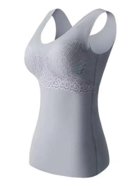 Picture of Autumn and winter New Hot warm vest seamless V-neck flower lace one-piece fixed Cup slim base underwear