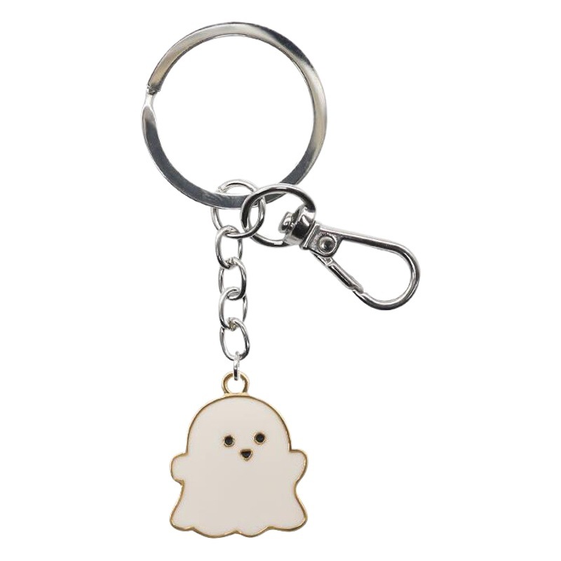 Picture of Black and White Ghost Keychain Simple Cartoon Accessories Men and Women School Bag Key Ring Couple Hanging Ornaments