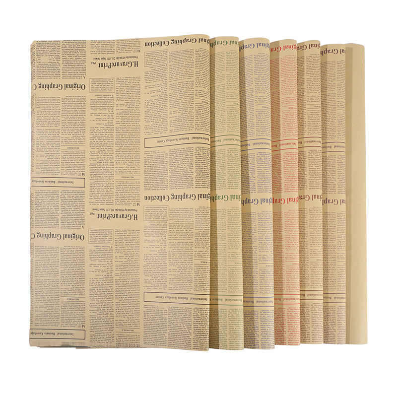 Picture of Flower Wrapping Paper Materials Wholesale Bouquet Gift Wrapping Paper Retro Flower Wrapping Kraft Paper Sunflower English Newspaper