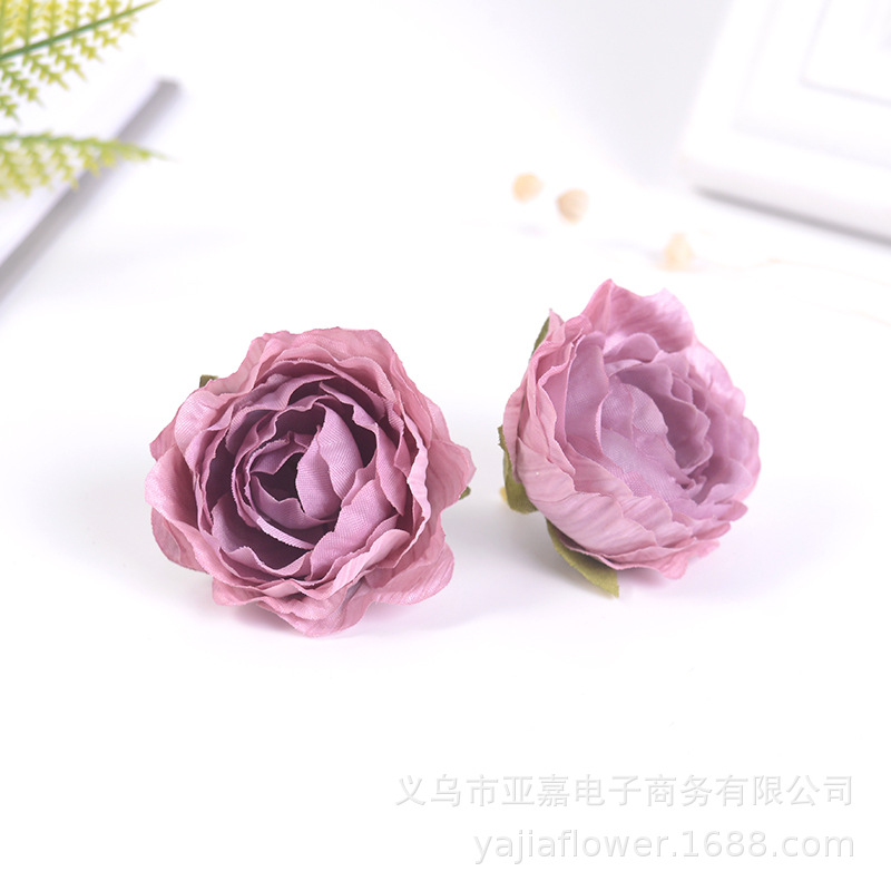 Picture of Artificial Flower Head diy Handmade Accessories Headgear Flower Court Color Flower Morandi Color Tea Rose Fragrant Princess Peony