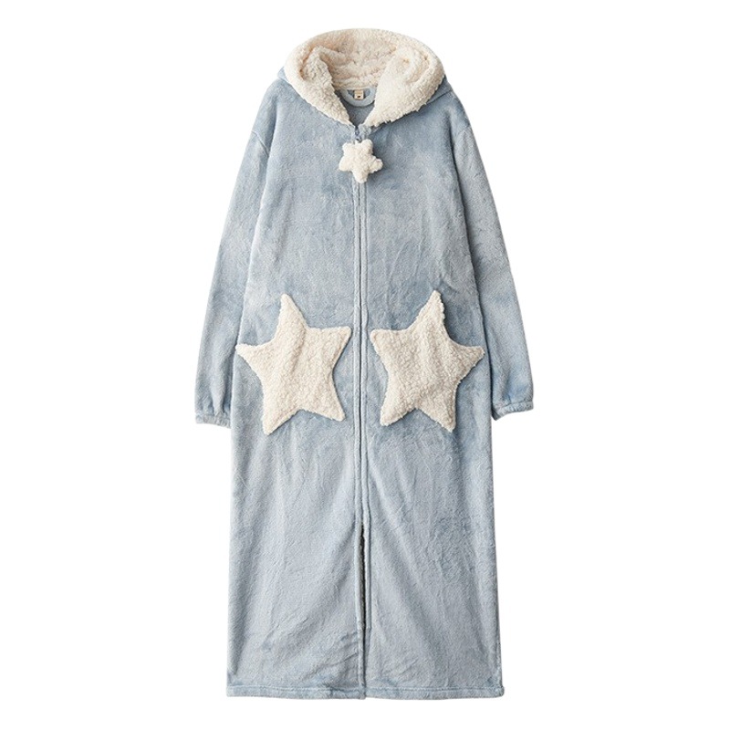 plus size nightgown women's star nightgown coral fleece padded pajamas men's autumn and winter long cross-border for wholesale