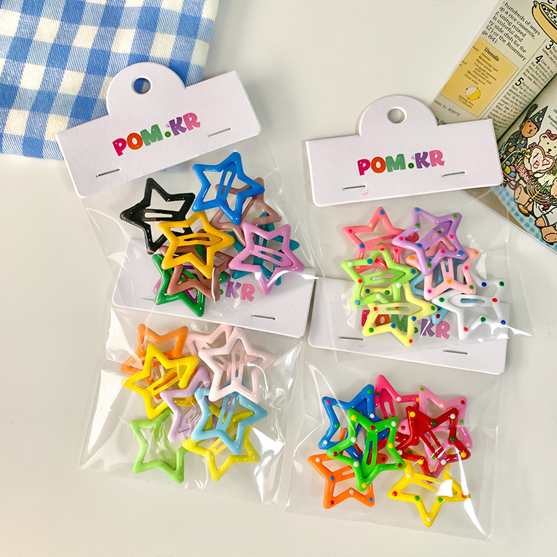 New dopamine color five-pointed star hairpin cute bangs clip side clip broken hairpin headdress cute all-match