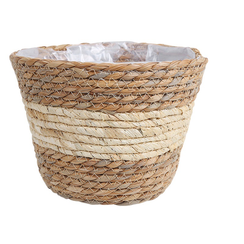 Picture of Cross-border Hot Sale Straw Rattan Flower Basket Creative Home Woven Basket Balcony Living Room Decoration Green Plant Potted Flower Pot