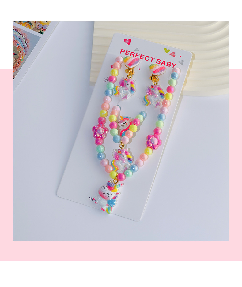 Picture of Amazon New Kidsren's Necklace Unicorn Bead Set DIY Kidsren's Jewelry Girls Ring Necklace Wholesale