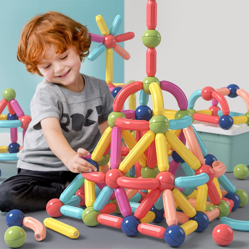 Varied Magnetic Rod Large Particle Early Education Educational Toys Magnetic Pieces Building Blocks Assembled Magnetic Rod Children's Toys Wholesale