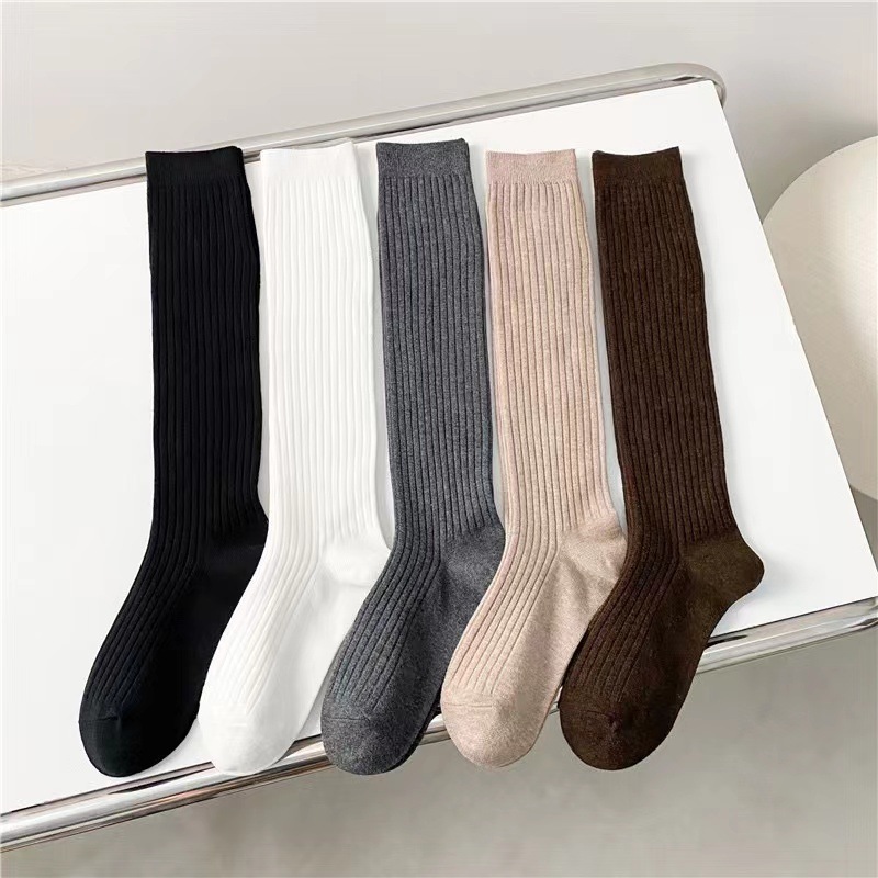 Autumn and Winter thick needle calf socks women ins tide knee socks solid color socks cotton autumn all-match stockings