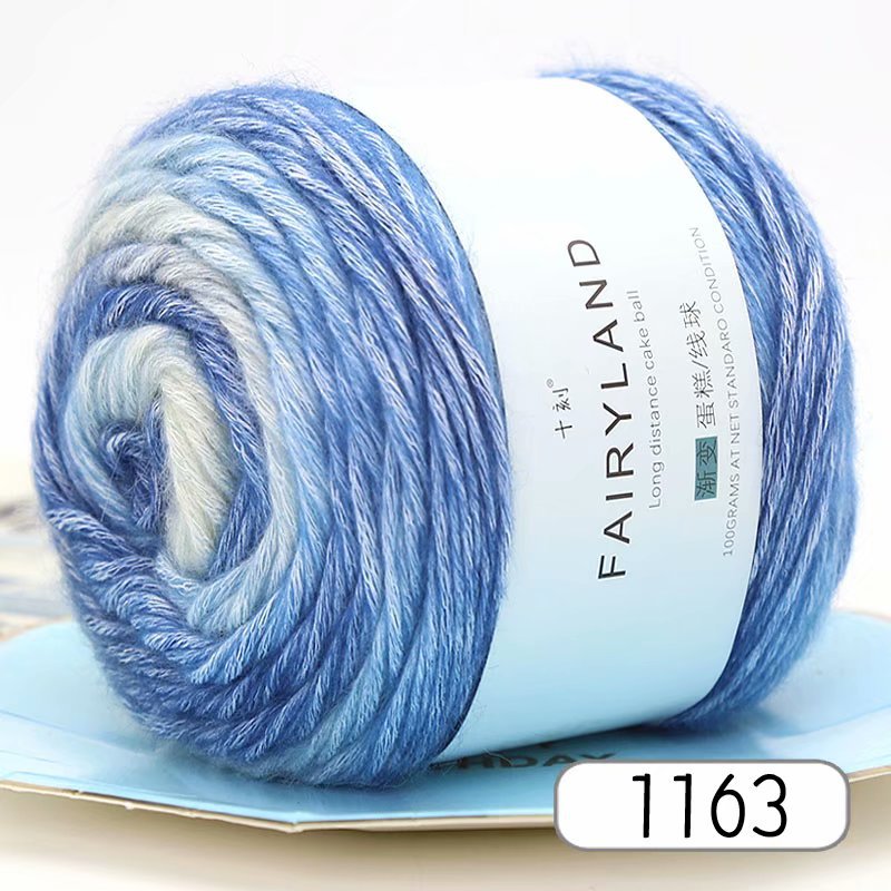 Picture of Cake wool segment dyeing gradient baby children's wool cotton rainbow thread handmade knitting shawl scarf sweater special offer
