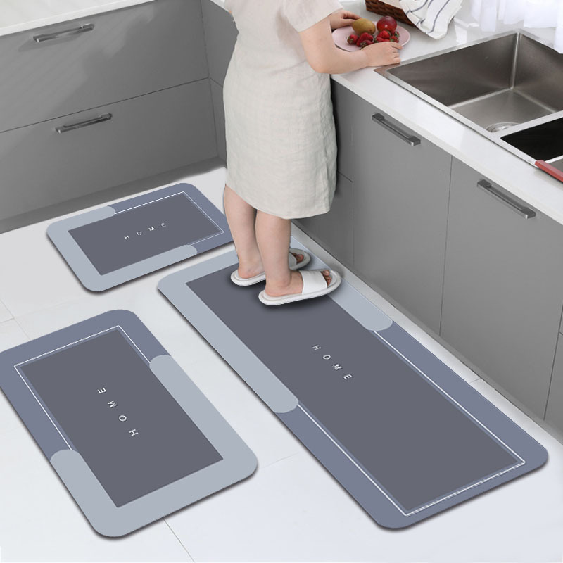 Diatom Mud Floor Mats, Three-Piece Set for the Kitchen, Water-Absorbent, Oil-Proof, Stain-Resistant, Non-Slip Carpet, Modern Simple Floor Mats