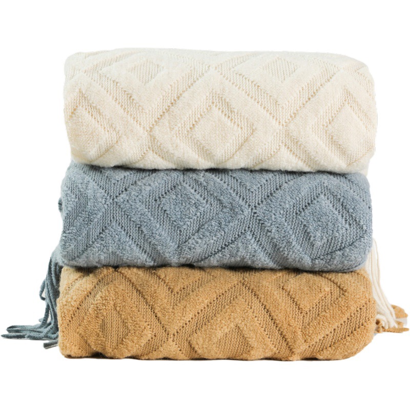 Picture of Sofa Blanket Blanket Blanket Knitted Blanket Office Nap Blanket Jacquard Blanket American Style Blanket Thread Blanket