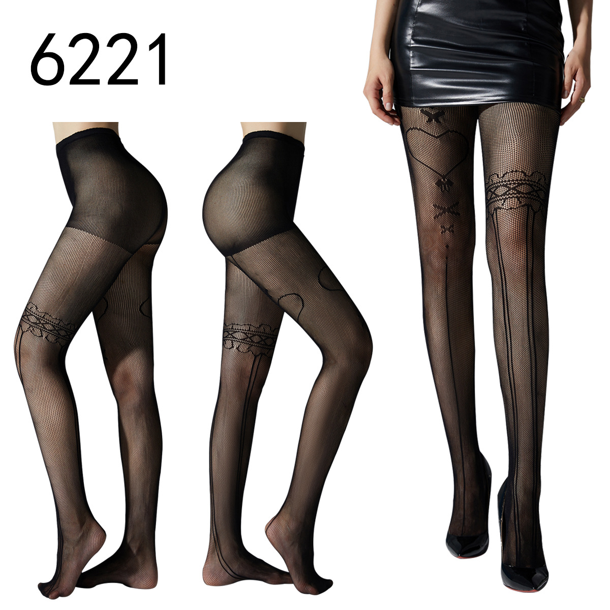 Picture of Internet Celebrating Halloween Nets Skull Spider Web Hollow Fishnet Stockings Pure White Silk Stockings Sexy Black Silk