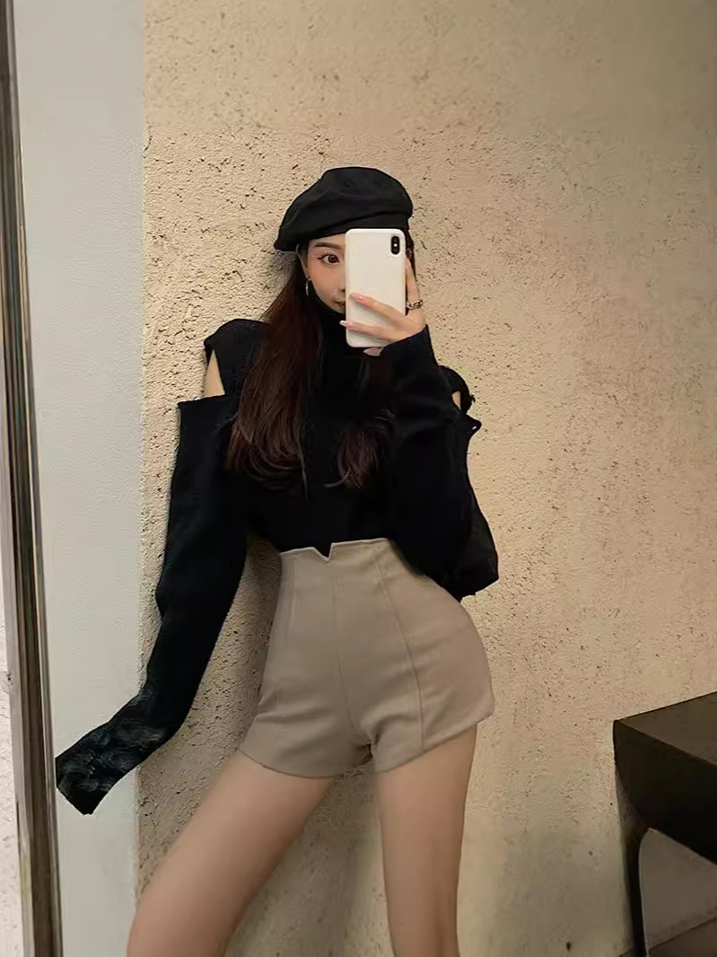 Spice Girls Woolen Shorts Women's Autumn and Winter Hot High Waist Slimming Bottoming Boots Pants Sexy Outer Wear Hot Pants Casual Pants Cross Border