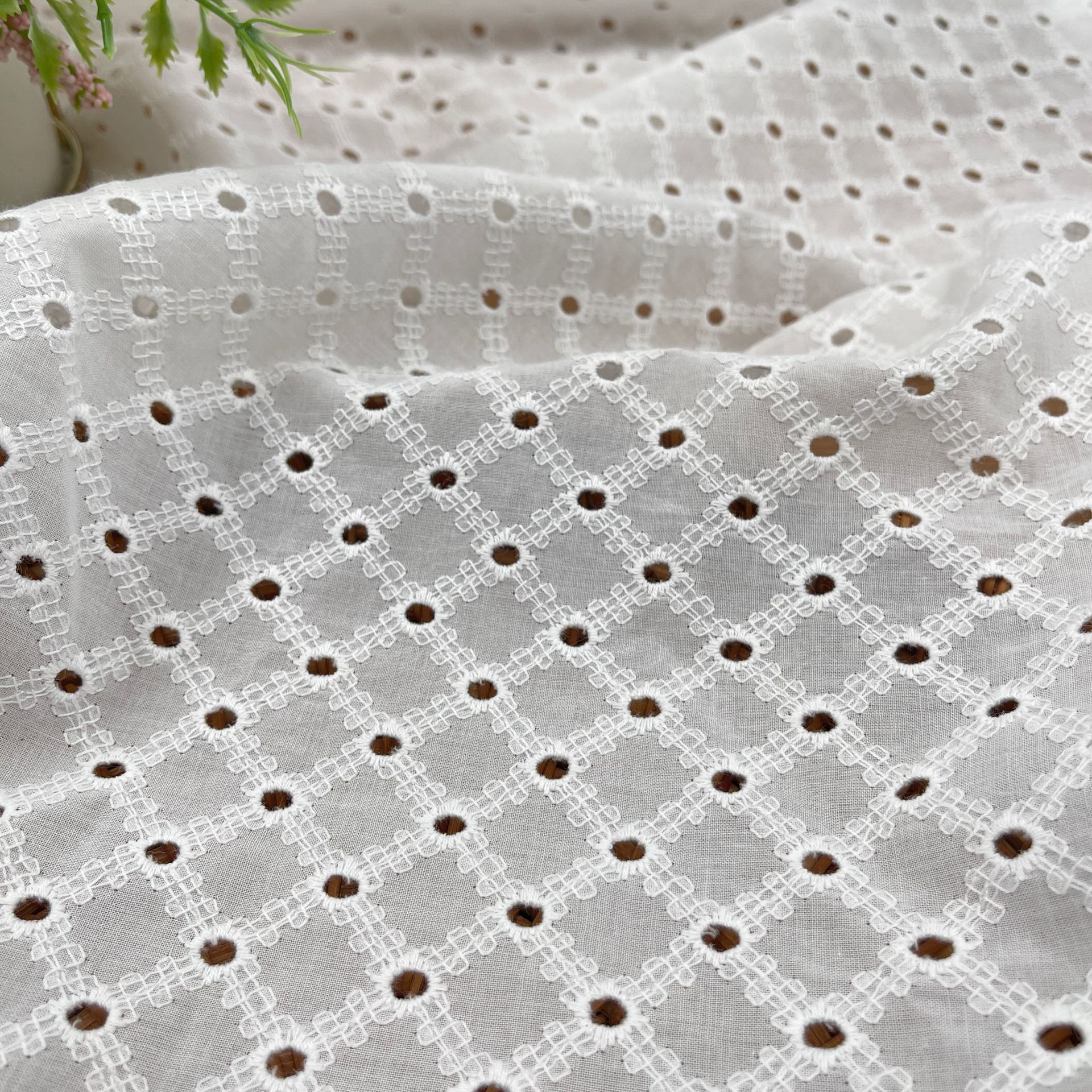 Picture of Lace fabric summer cotton skirt clothing DIY women's water soluble cotton embroidered cotton hollow embroidery fabric