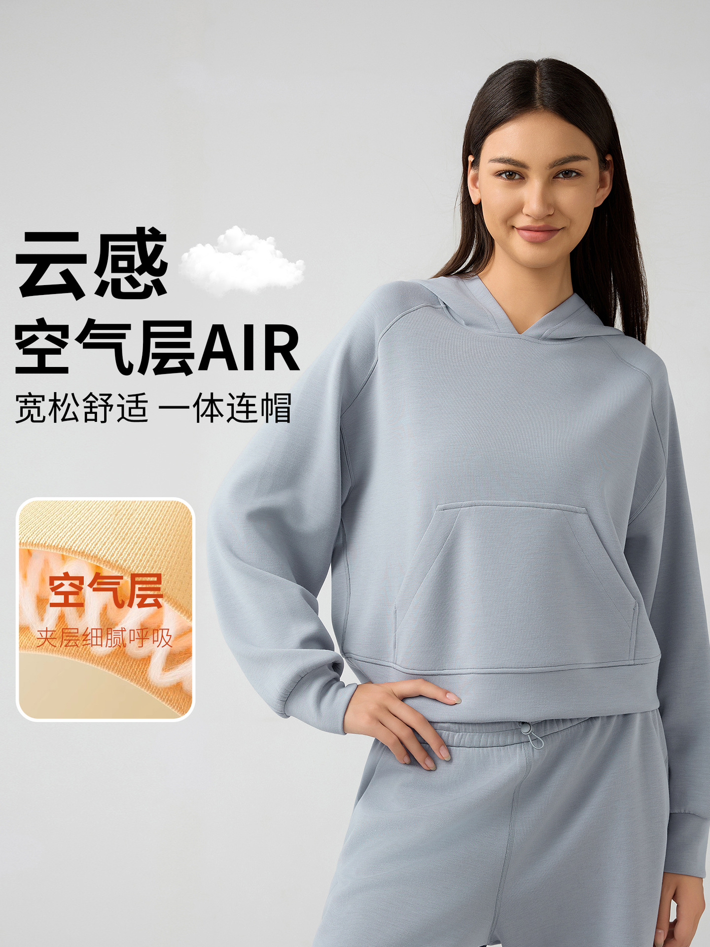 Autumn and Winter New Women's Casual All-match Hooded Sweat Loose Slimming Fitness Sports Yoga Clothes Top DAW165