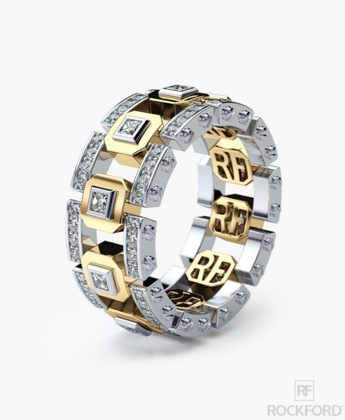 Zhen Rong wish fashion modern 925 silver plating 14k rose gold color separation ring European and American creative full diamond engagement ring
