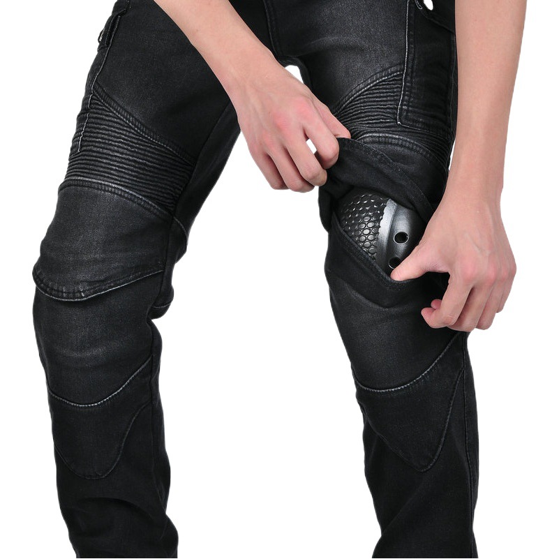 LOONG BIKER Motorcycle Jeans Men's Winter Retro Casual Motorcycle Riding Pants Fleece Anti-fall Pants