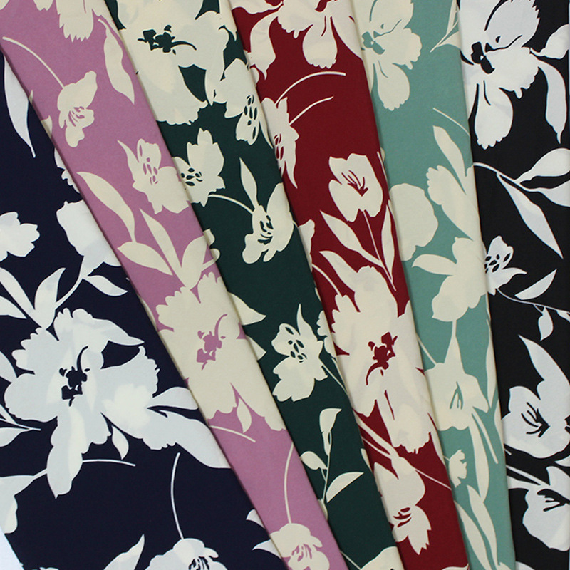 100D Four-Way Stretch Printed Woven Polyester Fabric Shirt Chiffon Dress Fabric Satin