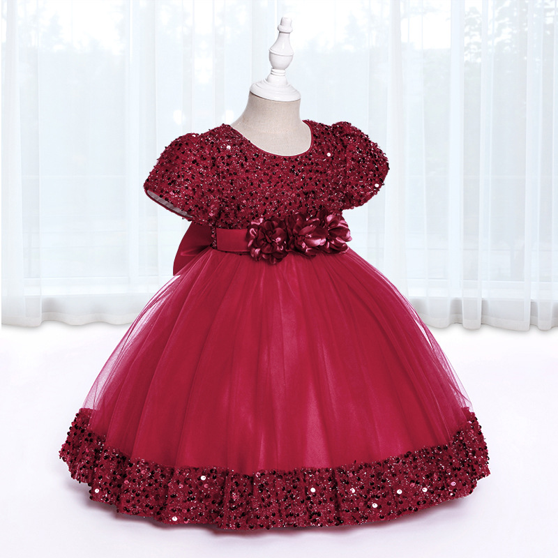 Picture of Amazon children's dress sequins children's dress puffy mesh princess dress baby girl's one-year-old banquet girl dress