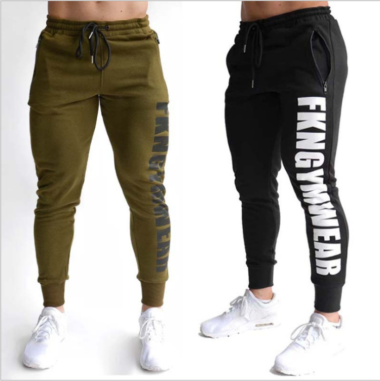 Muscle Fitness Sports Casual Trousers Men's Autumn and Winter New Slim-fit Sports Pants Stretch Slim-fit Clothing
