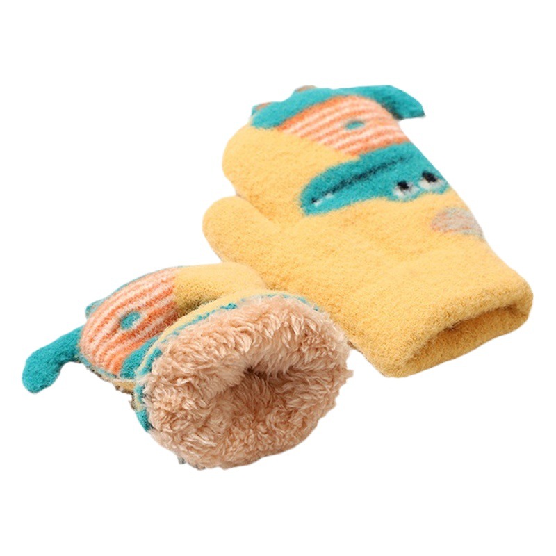 Children's Gloves Mittens Winter Cute Cartoon Warm Gloves Baby Halter Boy Fleece-Lined Thickeneding Baby Toddler