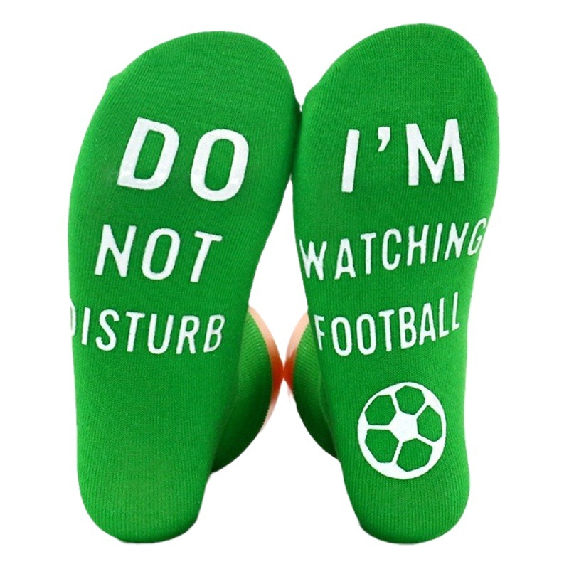 In stock creative football socks European and American cross-border popular foot letter non-slip dispensing cotton mid-calf length socks casual socks