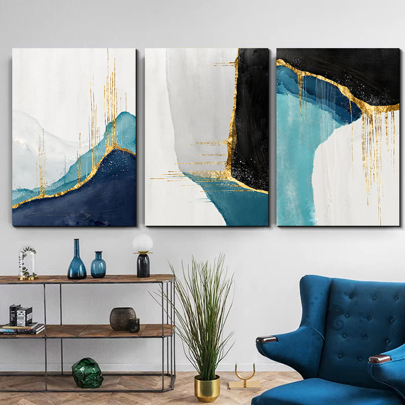 Light luxury gold abstract hanging painting modern home living room decoration painting wall painting Nordic art mural a generation of hair