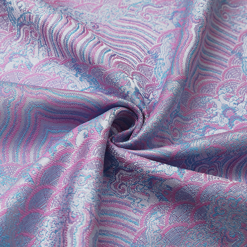 Picture of Sea Wave Water Ripple Brocade Brocade Imitation Song Guofeng Cheongsam Water Wave New Chinese Style High Density Jacquard Fabric Horse Face Dress