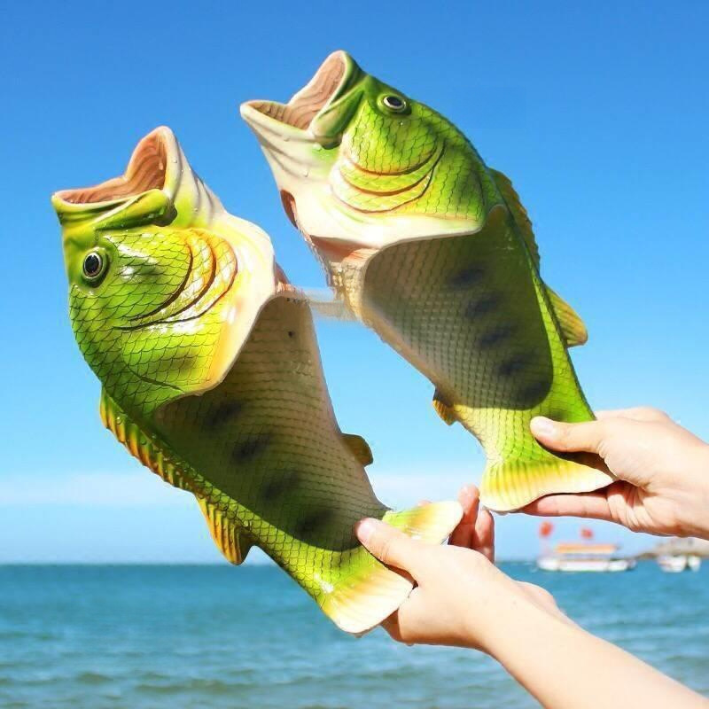 Fish slippers, summer men's creativity, funny, Internet celebrities, Korean version of the trend, wearing outside, beach, home anti-slip, couples, social parent-child