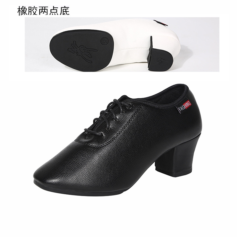 Picture of New Women's Latin Dance Shoes Soft Sole Square Dance Adult Teacher Middle Heel Beef Shoes Ballroom Dance Shoes