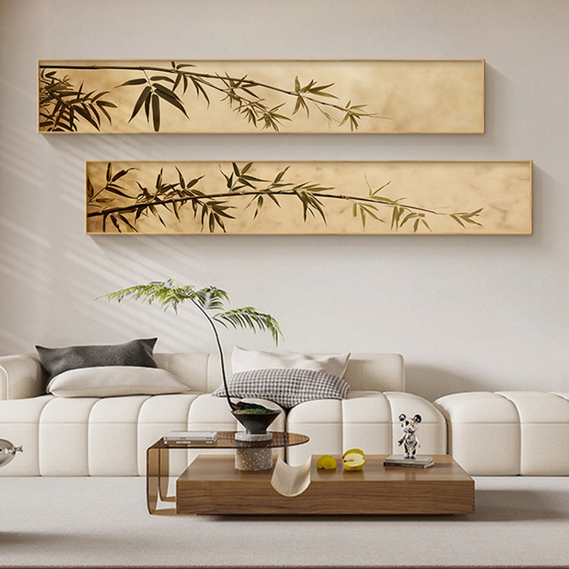 New Chinese Style Living Room Sofa Background Wall Decorative Painting Bamboo Forest Bedroom Bedside Mural Simple Atmospheric Hanging Painting