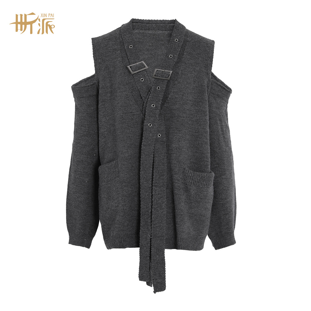 Picture of 2024 spring new off-the-shoulder knitted sweater coat cardigan women's design sense royal sister cross-border loose casual top