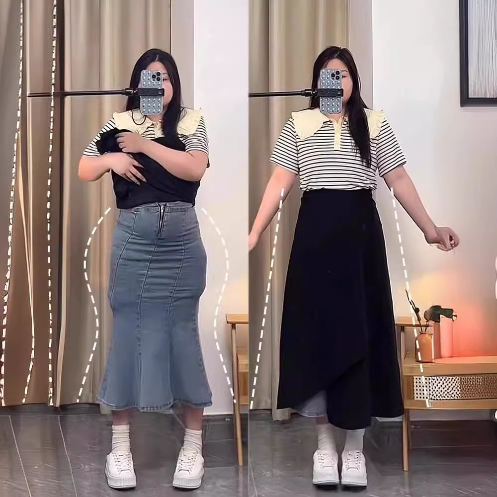 Black Suit Skirt Women's Autumn 2024 New Pear-shaped plus size High Waist Slimming Split A- line Skirt