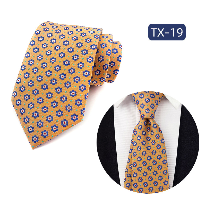 Picture of in stock wholesale men's tie jacquard yarn-dyed fabric small floral pattern business casual wedding groom tie